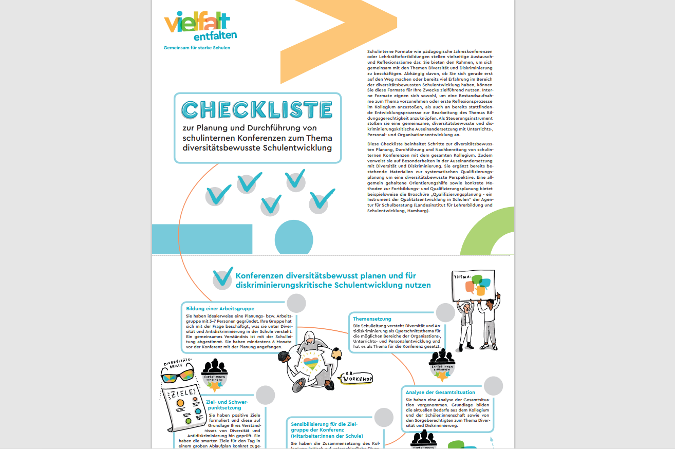 Checkliste Konferenzen zum Thema diversitaetsbewusste Schulentwicklung